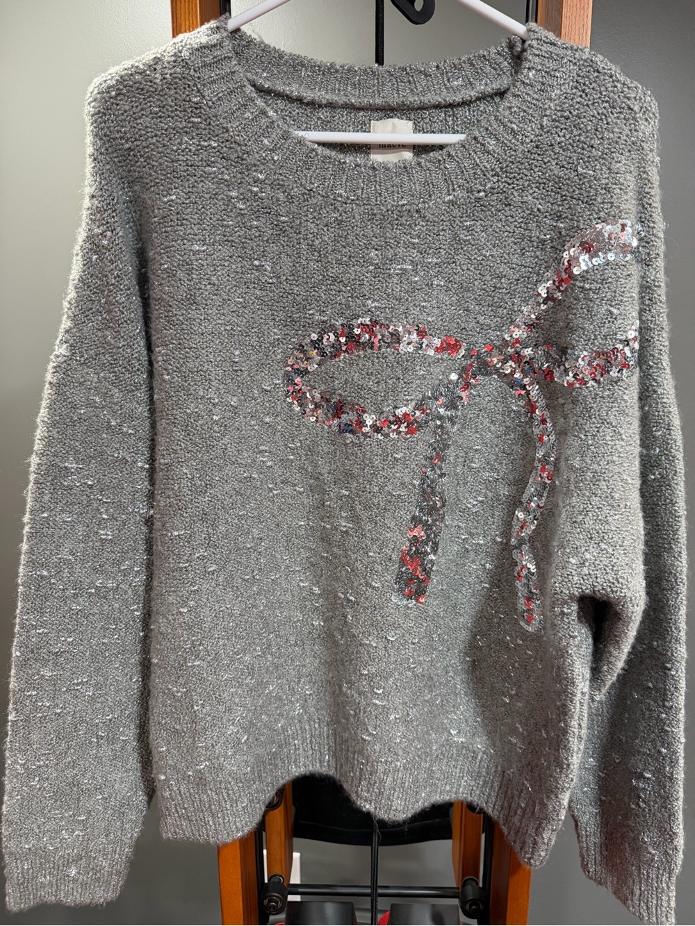 Maeve Anthropologie Sequin Bow Crew-Neck Sweater Medium - Picture 9 of 12